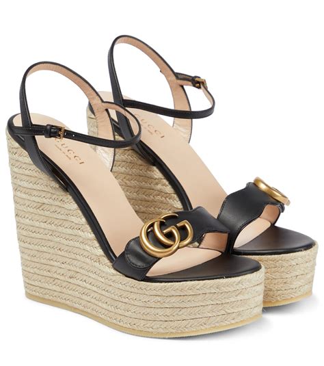 gucci wedge sandals women& 39|gucci logo espadrille flat.